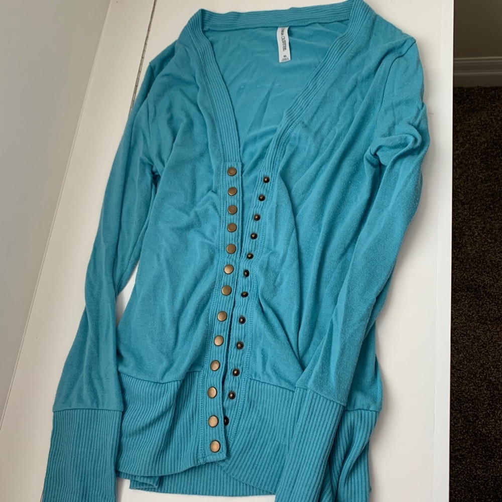 Tiffany Blue Snap Button Cardigan XL